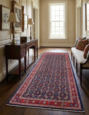 4' 6 x 10' 3 Hand Knotted Farahan Persian Wool Runner Rug