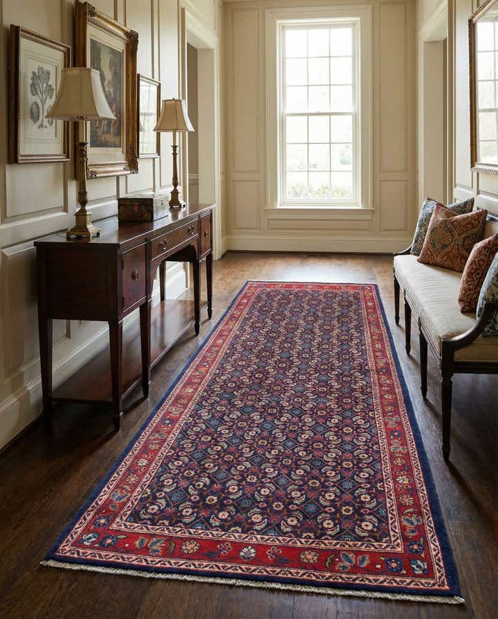 4' 6 x 10' 3 Hand Knotted Farahan Persian Wool Runner Rug