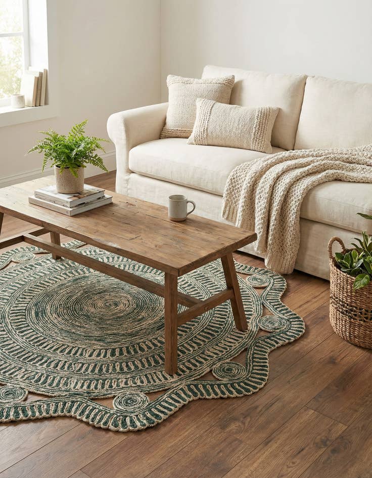 Detail image of 6' 1 x 6' 1  Hand Braided Jute Round Rug