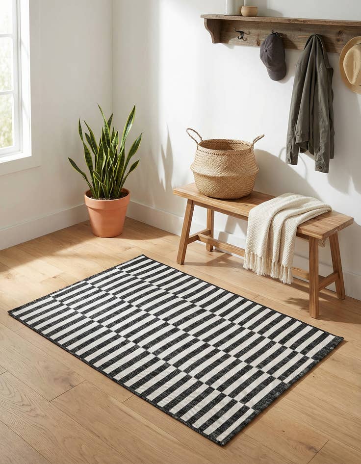 Detail image of 2' x 3'  Washable Striped Indoor / Outdoor Rug
