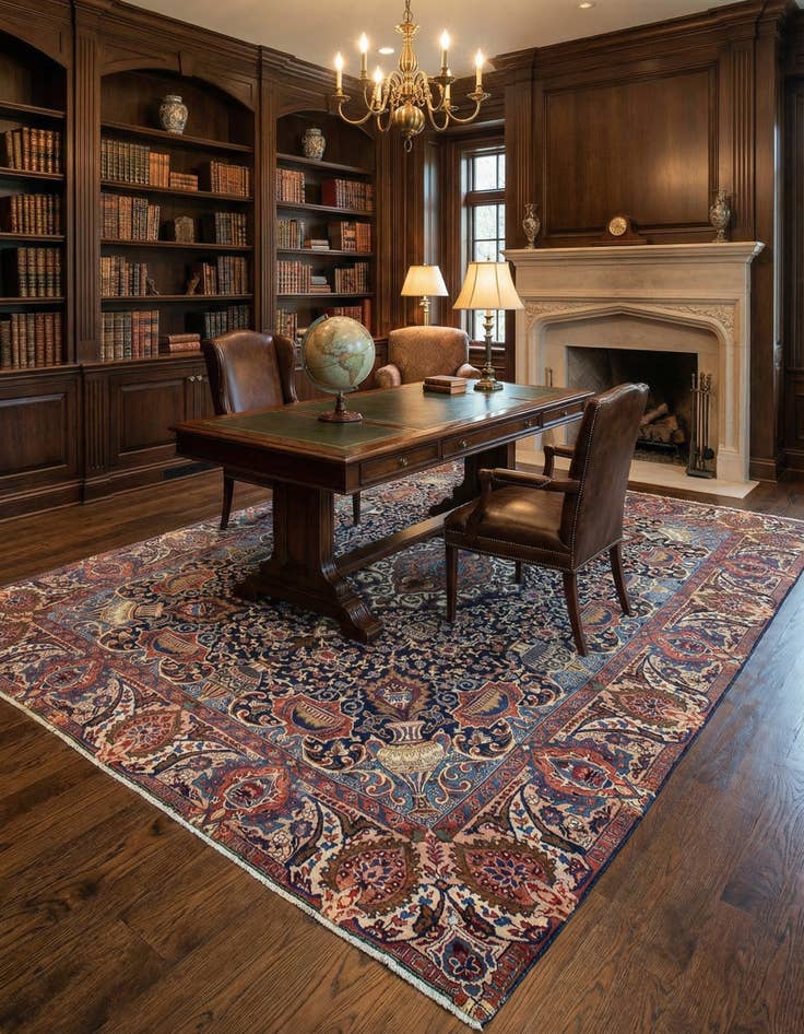 Detail image of 8' 11 x 11' 11  Hand Knotted Kashmar Persian Wool Rug