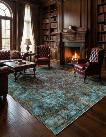 6' 7 x 7' 5 Vintage Royal Wool Square Rug