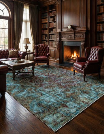 6' 7 x 7' 5 Vintage Royal Wool Square Rug