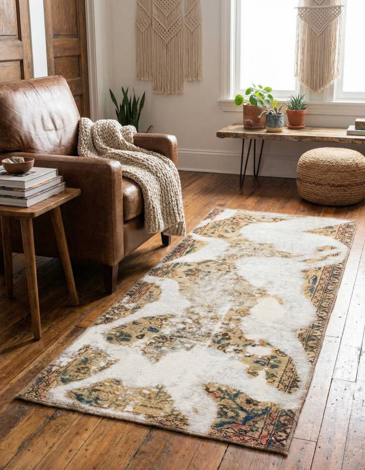 Detail image of 2' 4 x 5' Hand Knotted Ultra Vintage Persian Wool Rug