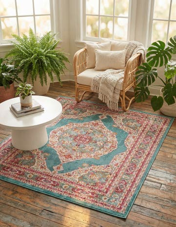 Turquoise Santiago Square Rug