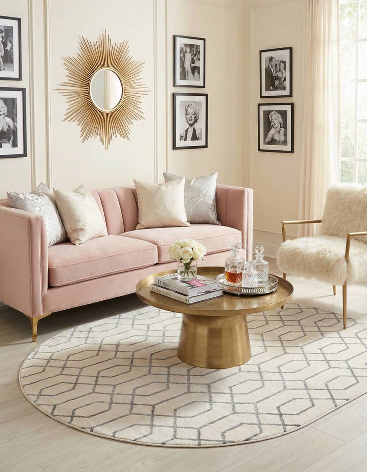 Detail image of  7' 10 x 10'  Marilyn Monroe™ Glam Trellis Oval Rug