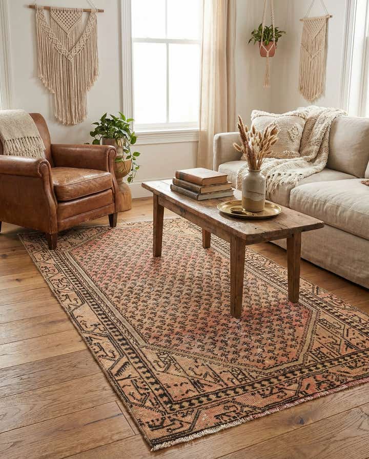 3' 8 x 6' 5 Hand Knotted Ultra Vintage Persian Wool Rug