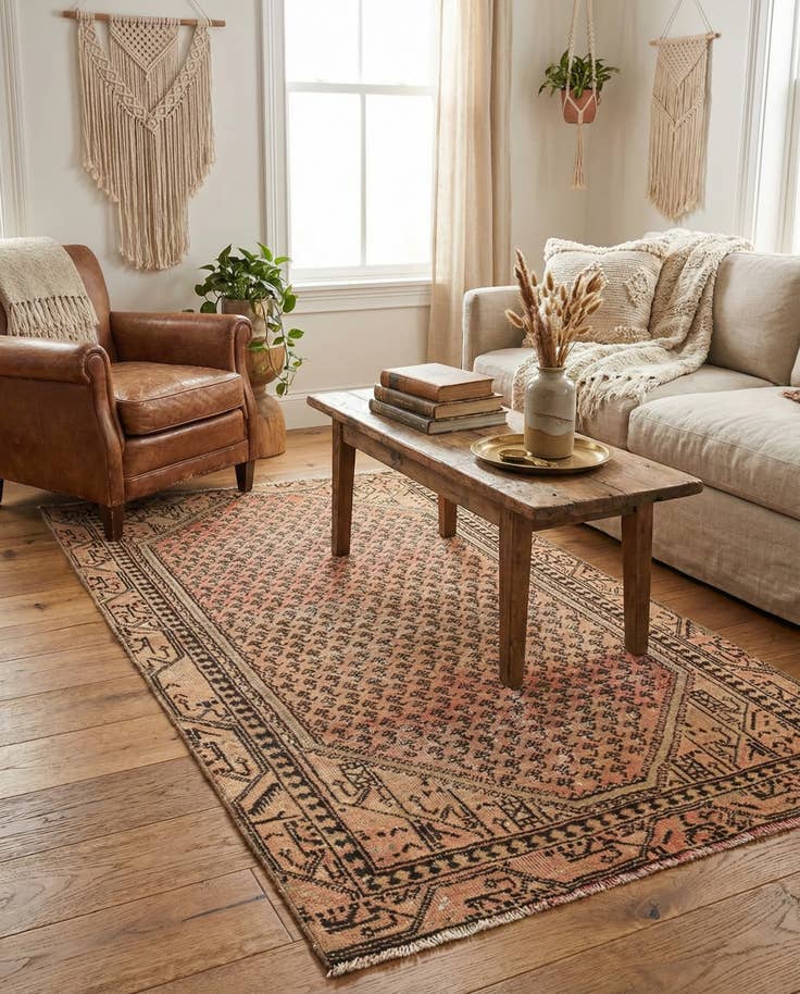Detail image of 3' 8 x 6' 5 Hand Knotted Ultra Vintage Persian Wool Rug
