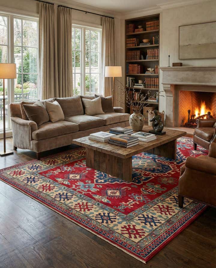6' 7 x 9' 9 Hand Knotted Kazak Rug