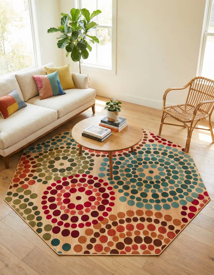 Detail image of 7' 10 x 7' 10 Easy-Clean Modern Indoor / Outdoor Octagon Rug