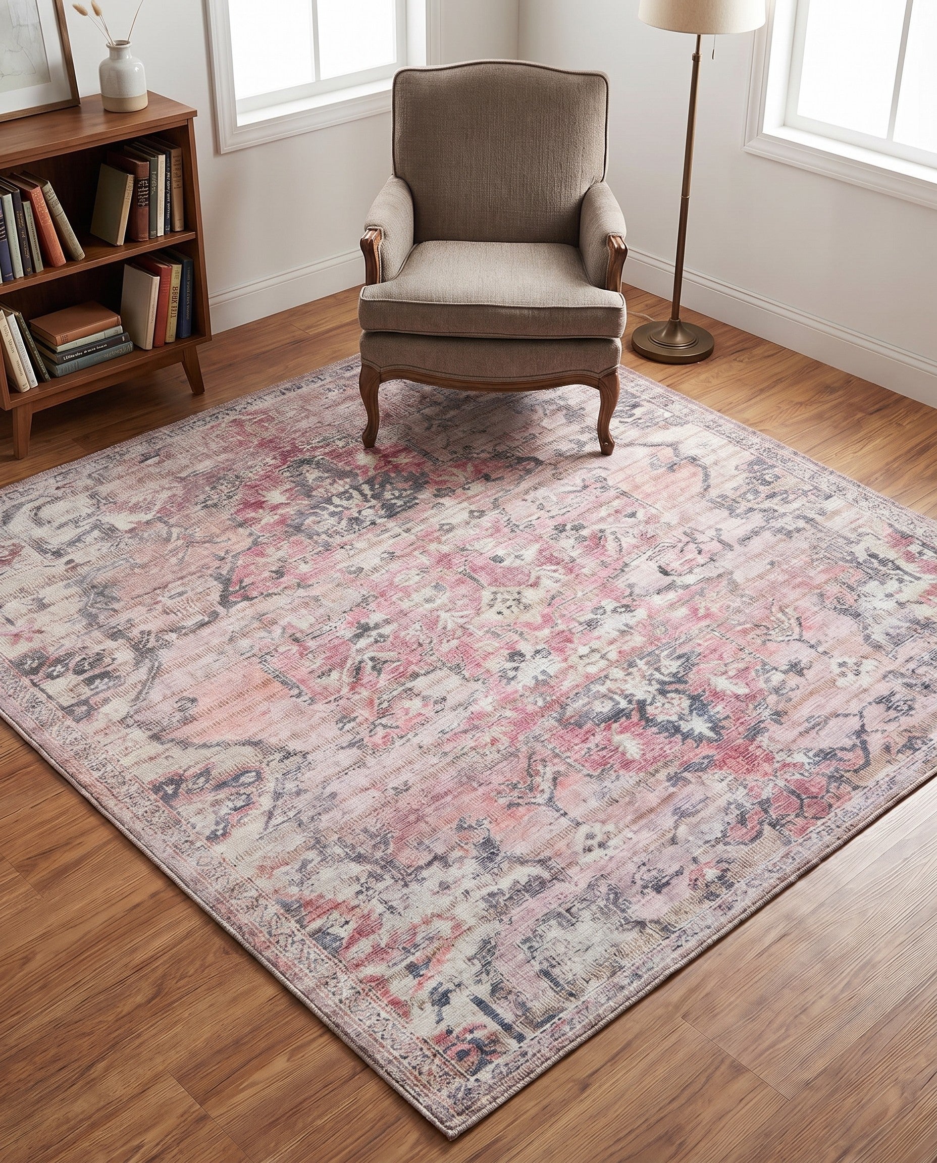 5' 3 x 5' 3 Washable Nostalgia Square Rug