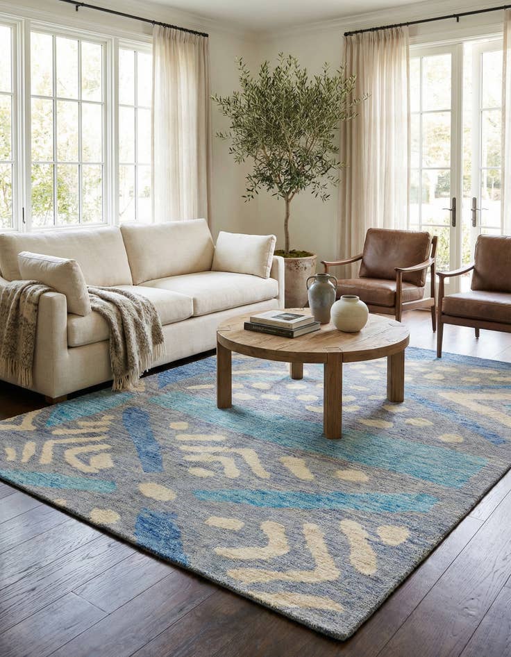 Detail image of 5' 6 x 8'  Hand Knotted Moroccan Wool Rug