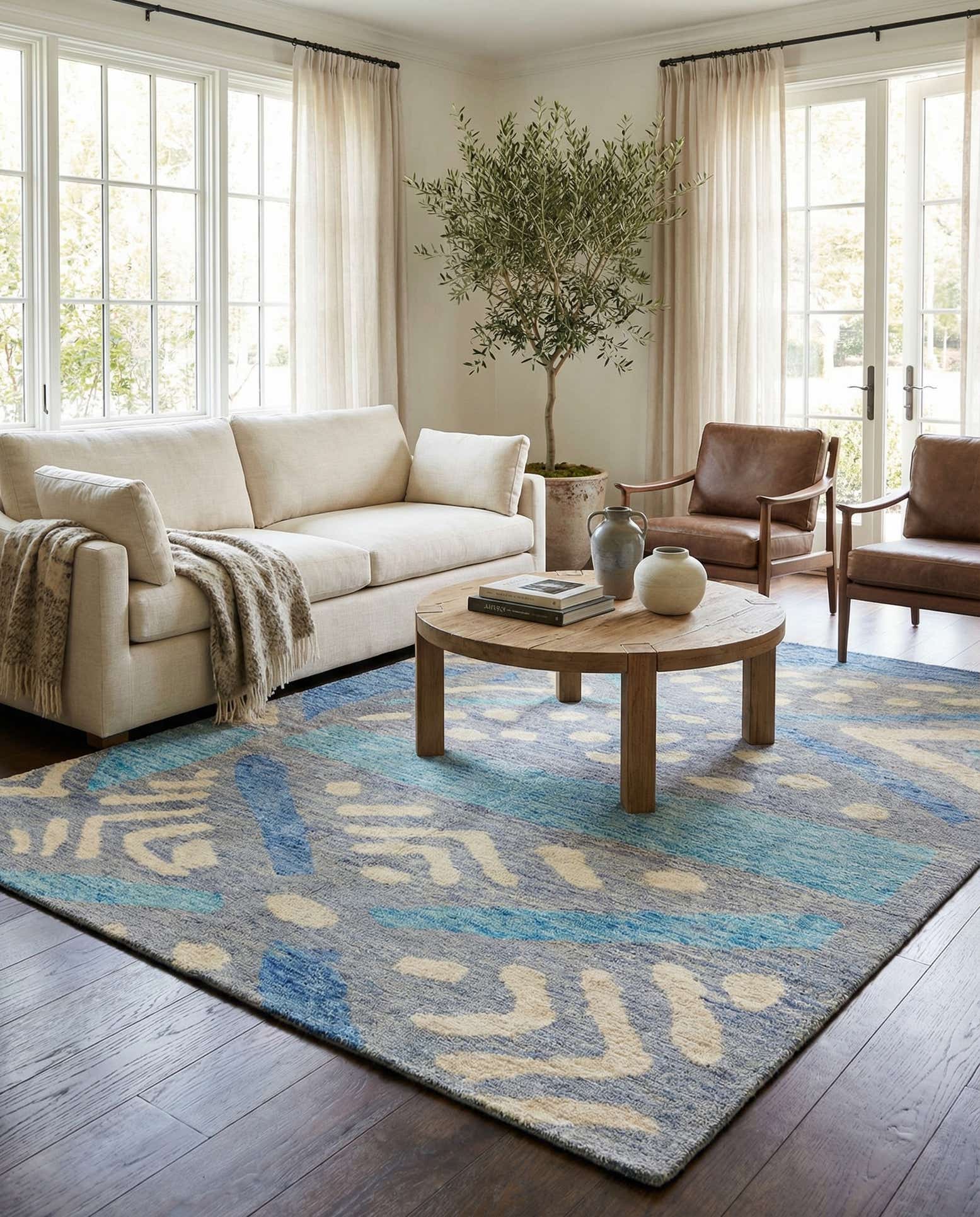 5' 6 x 8' Hand Knotted Moroccan Wool Rug