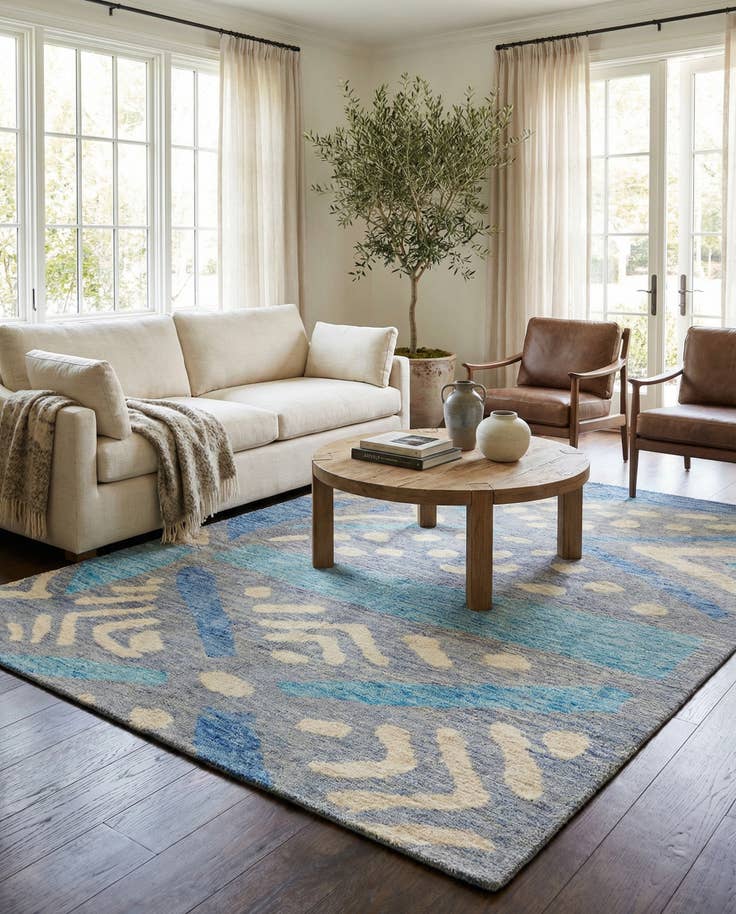 Detail image of 5' 6 x 8' Hand Knotted Moroccan Wool Rug