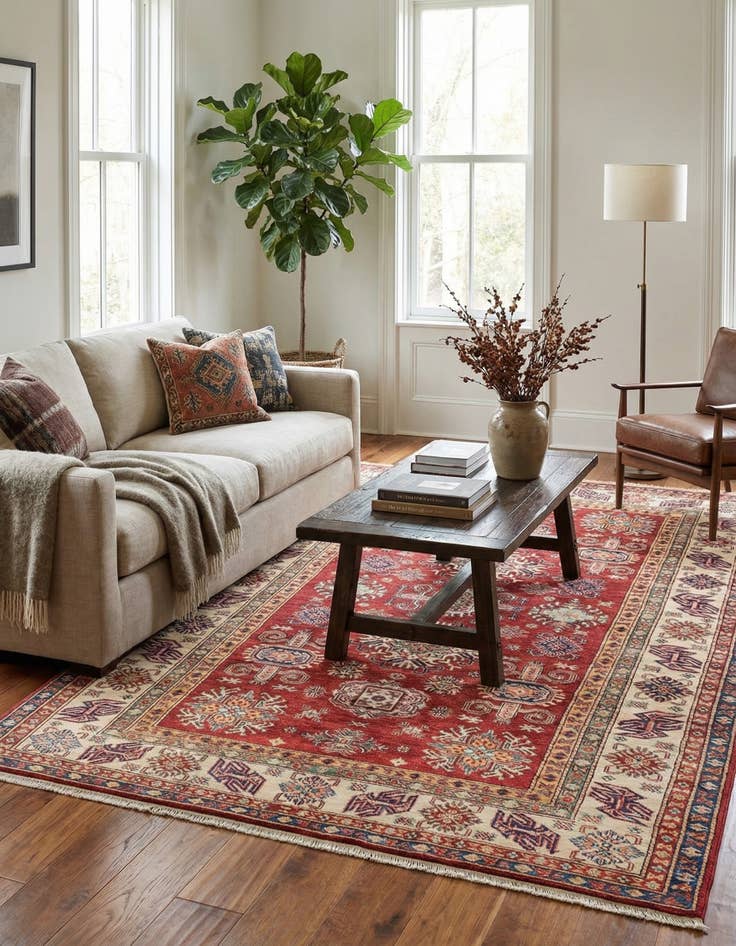 Detail image of  5' 7 x 8' 2  Hand Knotted Kazak Oriental Rug