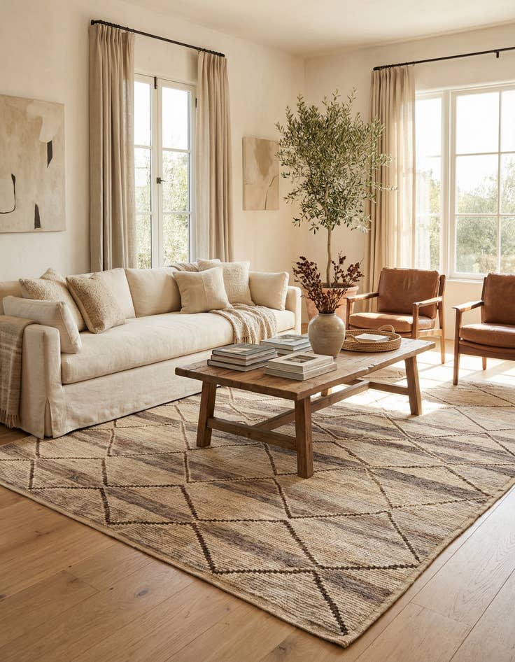 Detail image of 8' 1 x 9' 5  Hand Knotted Moroccan Wool Rug