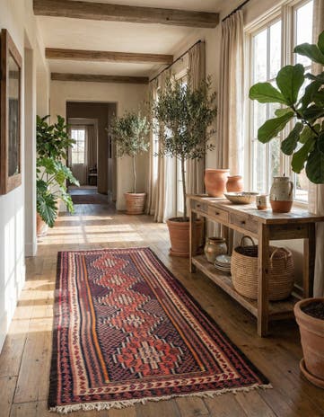 4' 5 x 10' Hand Woven Kilim Fars Wool Runner Rug