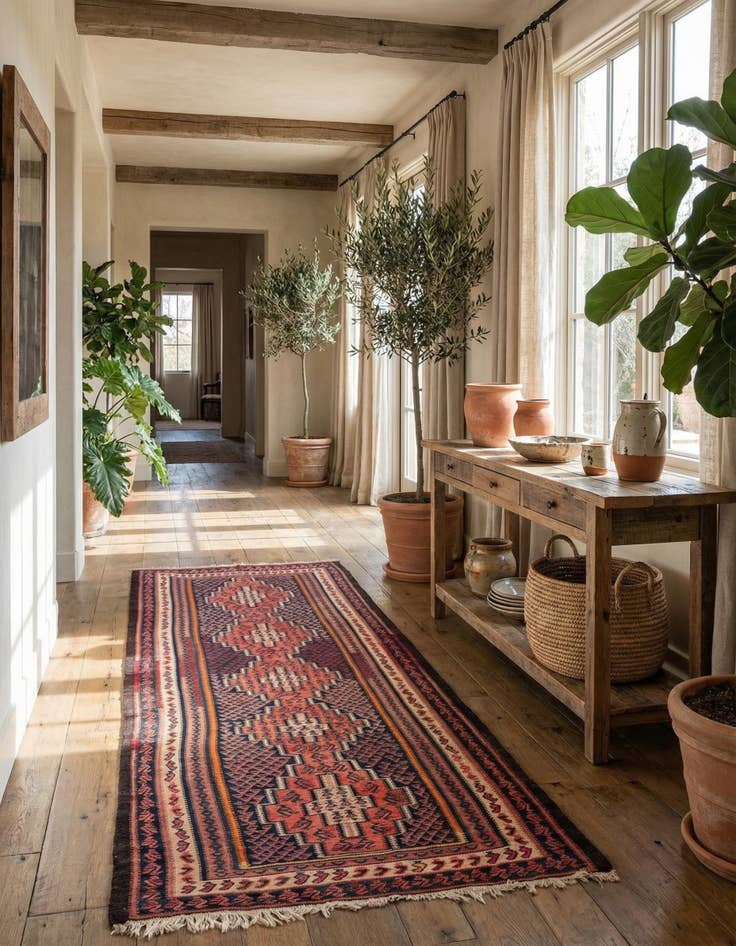 Detail image of 4' 5 x 10'  Hand Woven Kilim Fars Wool Runner Rug