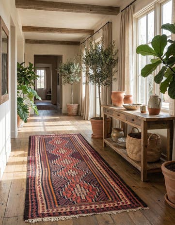 4' 5 x 10' Hand Woven Kilim Fars Wool Runner Rug
