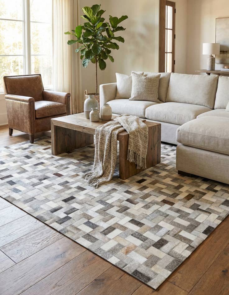 Detail image of 5' x 8' Cowhide Stocks Rug