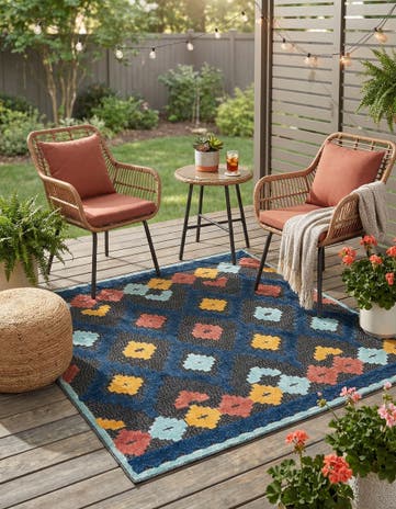 Charcoal Easy-Clean Belize Indoor / Outdoor Square Rug