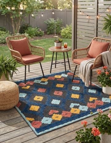 Charcoal Easy-Clean Belize Indoor / Outdoor Square Rug