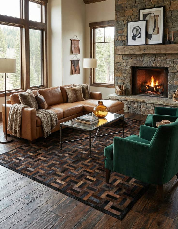 Detail image of  8' 2 x 10' Cowhide - Patchwork Rug