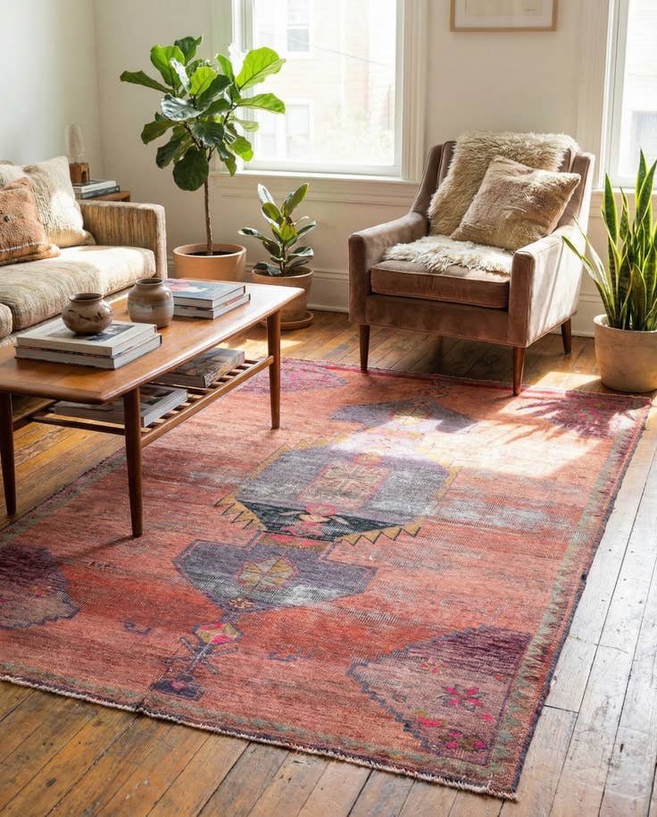 Detail image of 4' 1 x 6' 6 Hand Knotted Ultra Vintage Persian Wool Rug