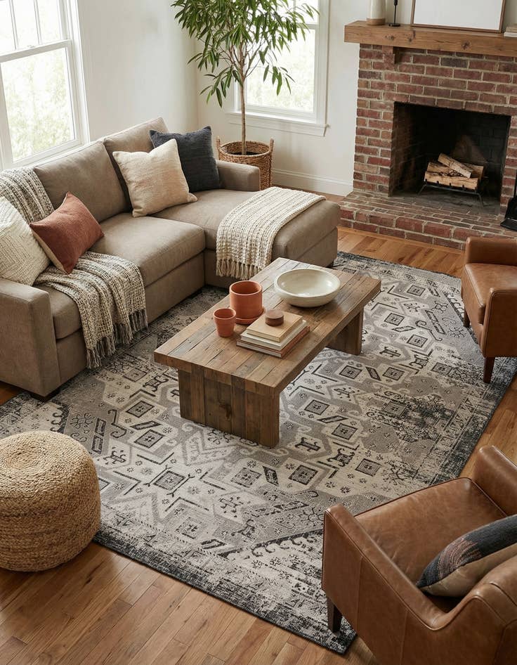 Detail image of 9' x 12' Easy-Clean Aztec Indoor / Outdoor Rug