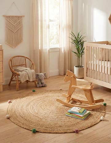 4' 1 x 4' 1 Hand Braided Kids Braided Jute Round Rug
