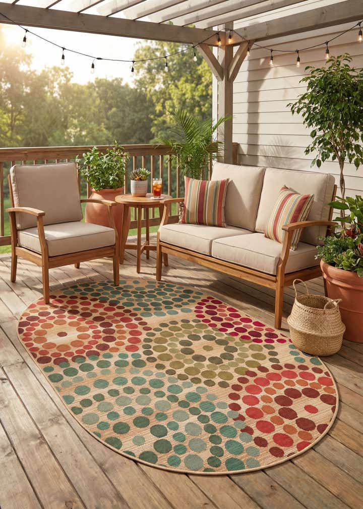 4' x 6' Easy-Clean Modern Indoor / Outdoor Oval Rug