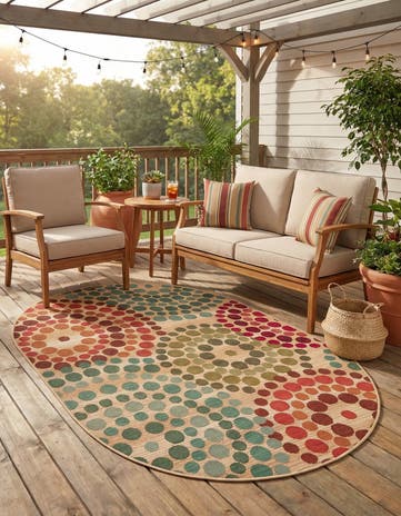 4' x 6' Easy-Clean Modern Indoor / Outdoor Oval Rug