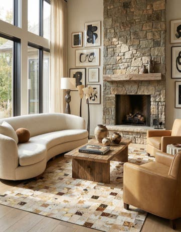 4' 10 x 8' Cowhide Leather Rug