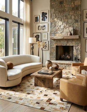4' 10 x 8' Cowhide Leather Rug