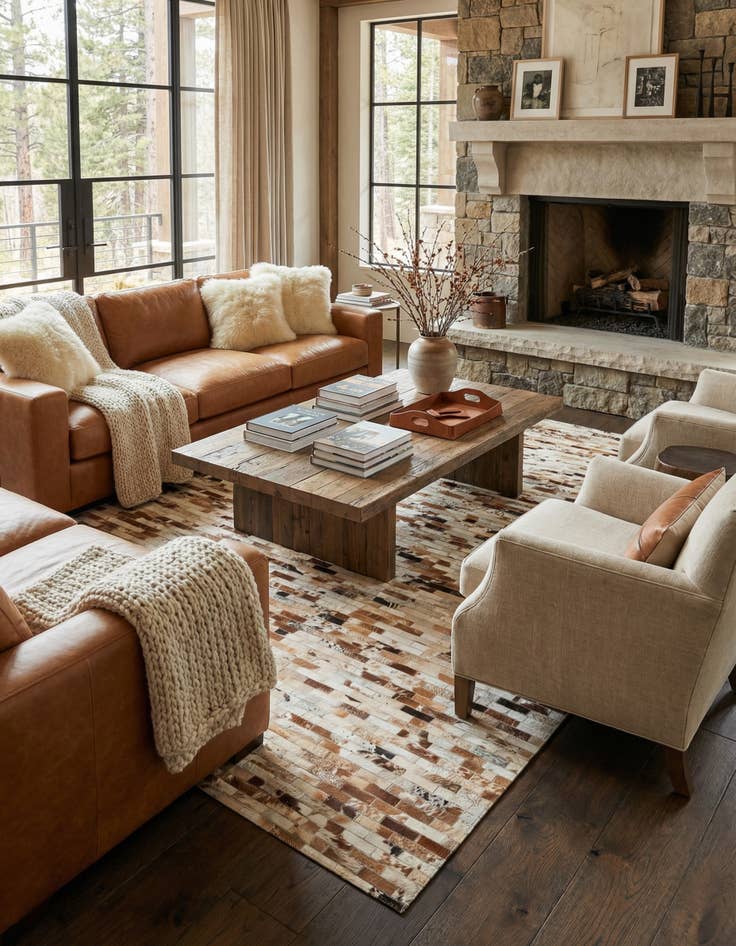 Detail image of 5' x 8' Cowhide Leather Rug