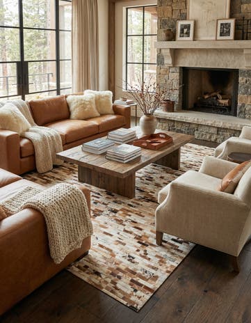 5' x 8' Cowhide Leather Rug