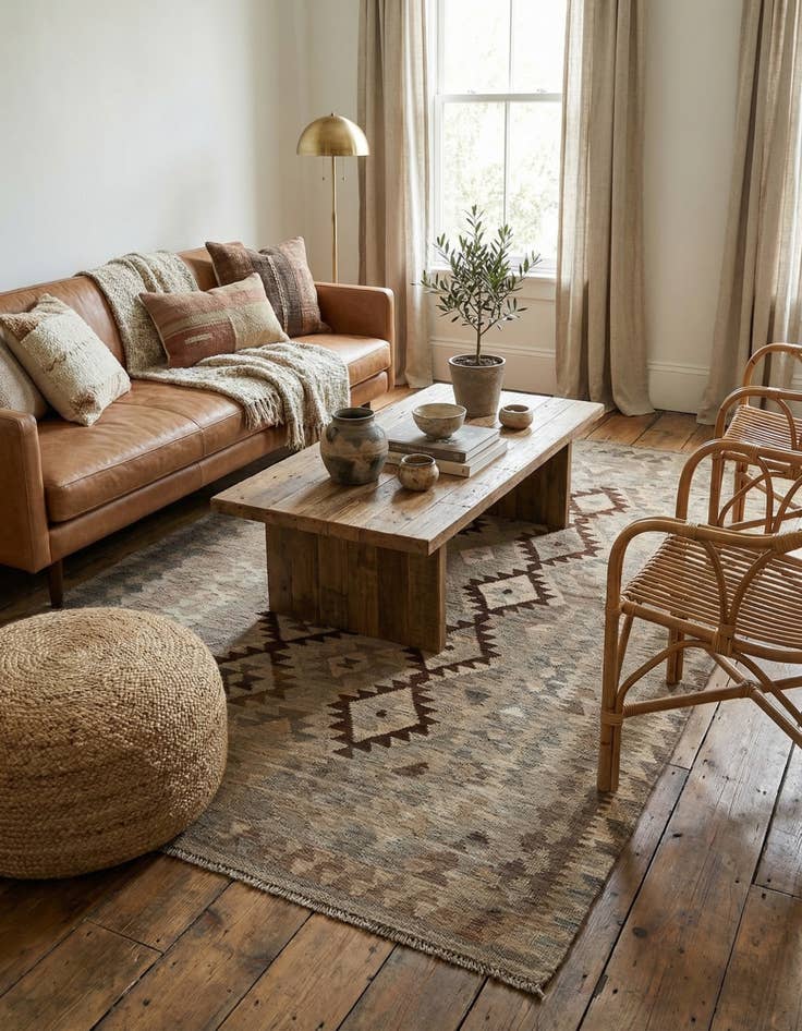 Detail image of 4' 5 x 6' 3  Hand Woven Kilim Maymana Wool Rug