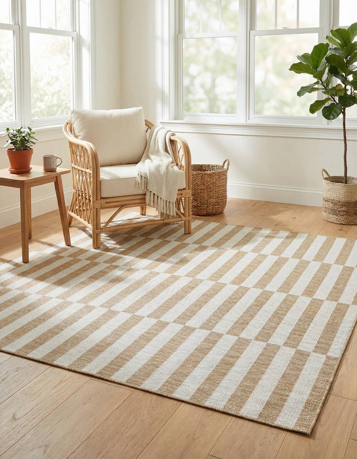 Detail image of  6' x 6'  Washable Ribbon Indoor / Outdoor Square Rug