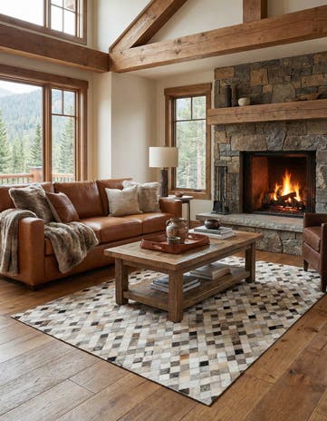 4' 7 x 6' 6 Cowhide Stocks Rug