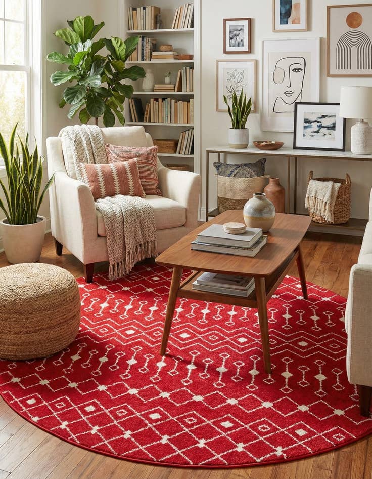 Detail image of 7' 10 x 7' 10 Moroccan Trellis Round Rug