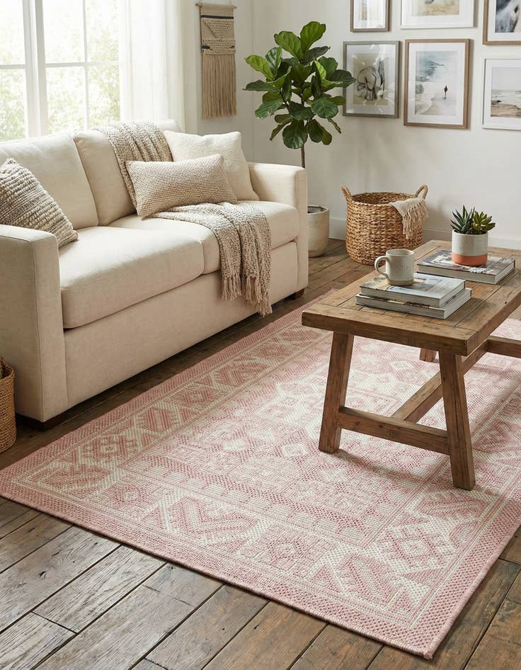 Detail image of 2' x 3'  Washable Aztec Indoor / Outdoor Rug