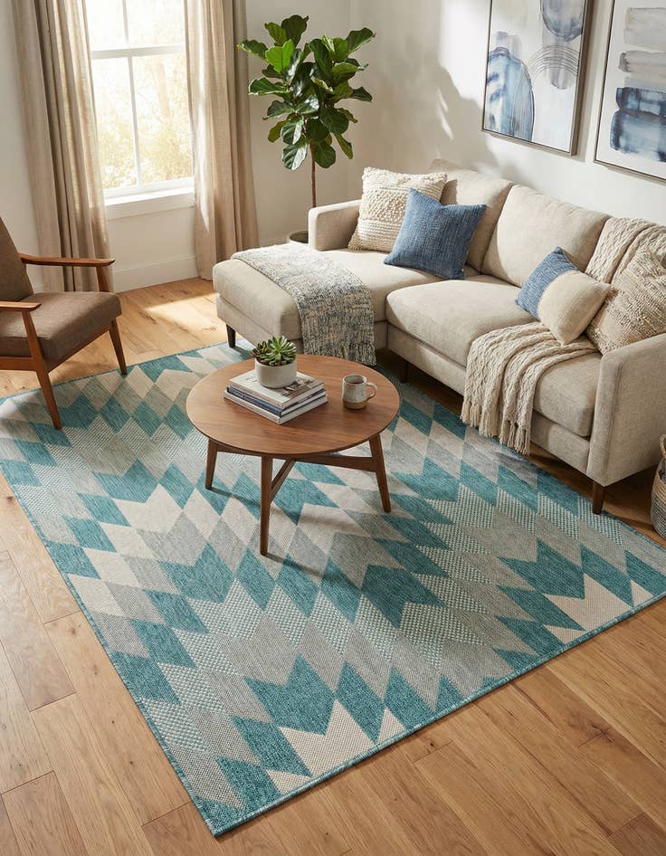 Detail image of 4' x 6'  Washable Modern Indoor / Outdoor Rug