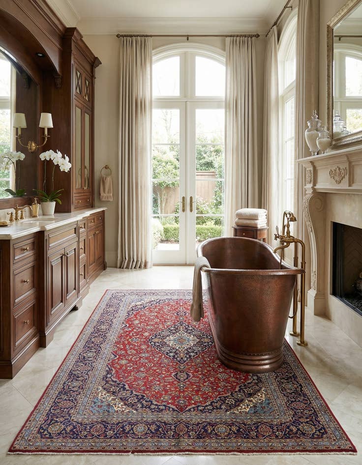 Detail image of  9' 10 x 12' 10  Hand Knotted Kashan Persian Wool Rug