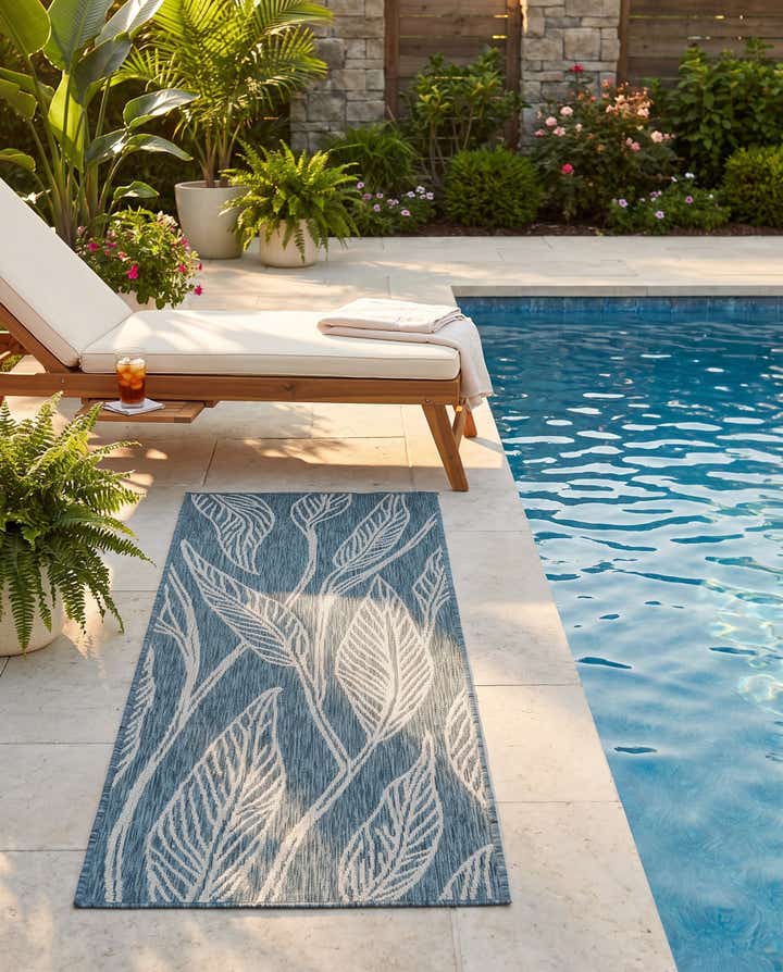 2' x 6' Easy-Clean Botanical Indoor / Outdoor Runner Rug