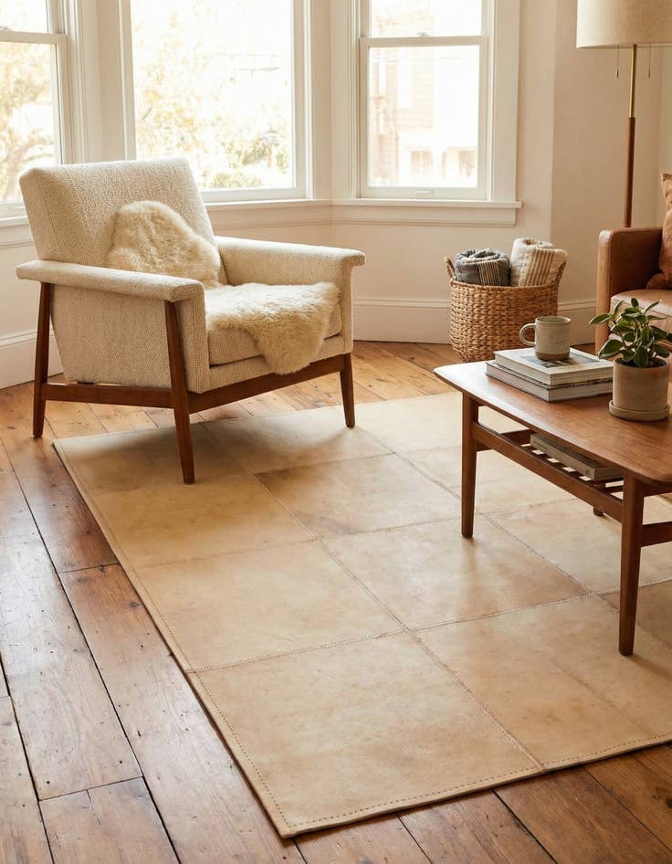 Detail image of  2' 1 x 3' 1 Cowhide Leather Rug