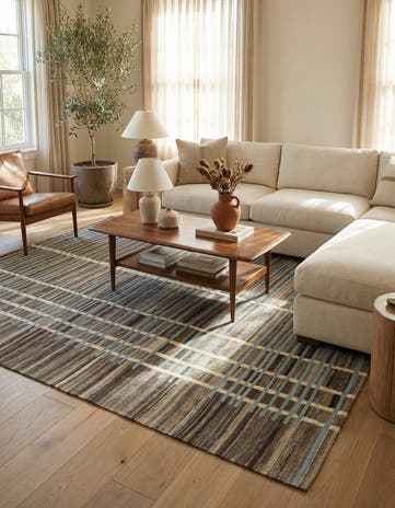 5' 7 x 8' Hand Woven Kilim Modern Wool Rug