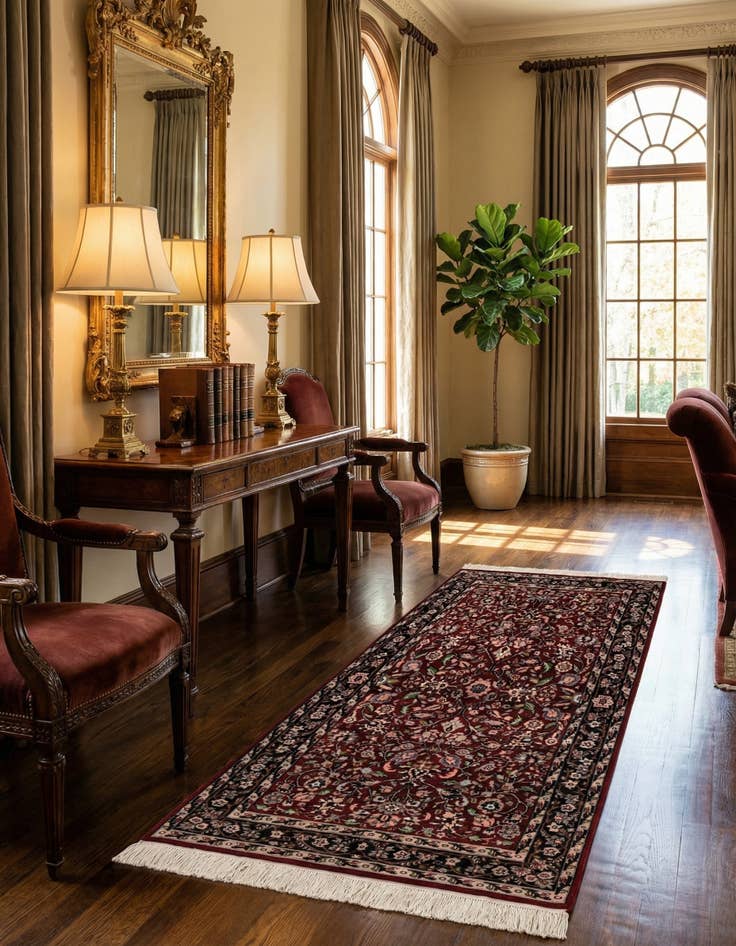 Detail image of  3' 2 x 5' 4  Hand Knotted Kashmir Oriental Wool Rug