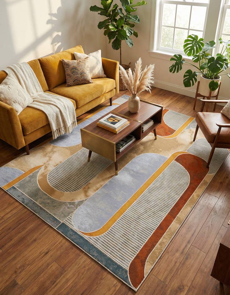 Detail image of 7' 10 x 10' Easy-Clean Modern Indoor / Outdoor Rug