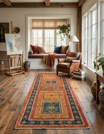 2' 8 x 6' 4 Luribaft Wool Runner Rug