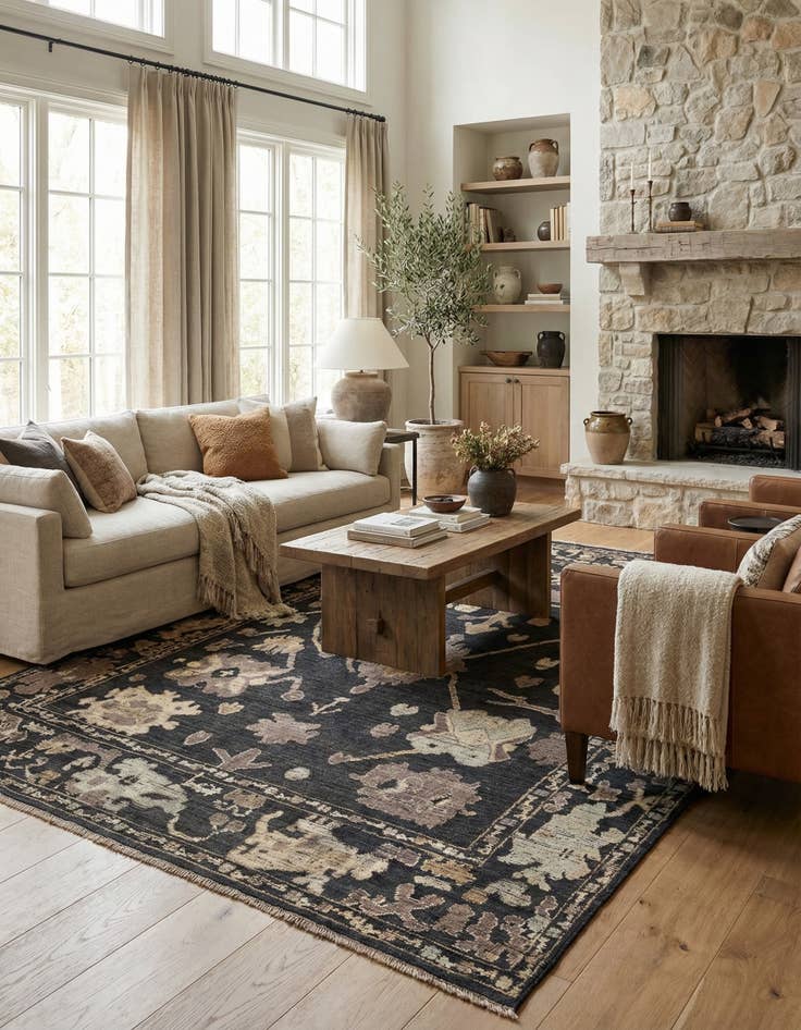 Detail image of 10' 1 x 14' 2  Hand Knotted Oushak Wool Rug